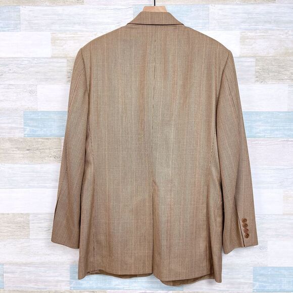 Brooks Brothers Wool Silk Blend Sport Coat Brown Windowpane 2 Button Mens 40R - Picture 5 of 10